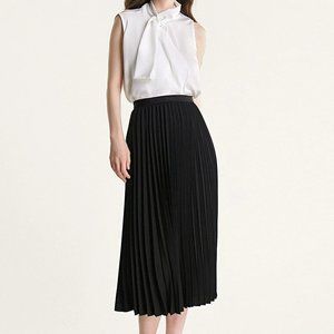 J Crew black pleated mid length skirt